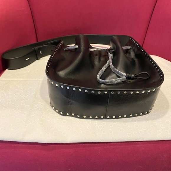 REBECCA MINKOFF BLACK LEATHER NANINE STUDDED SHOULDER BAG - Picture 8 of 8